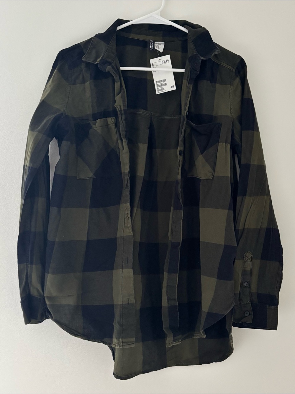 H&M Plaid Button-up Shirt/Flannel Green and Black NWT